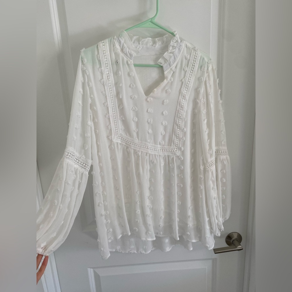 Elegant White Blouse with Textured Details